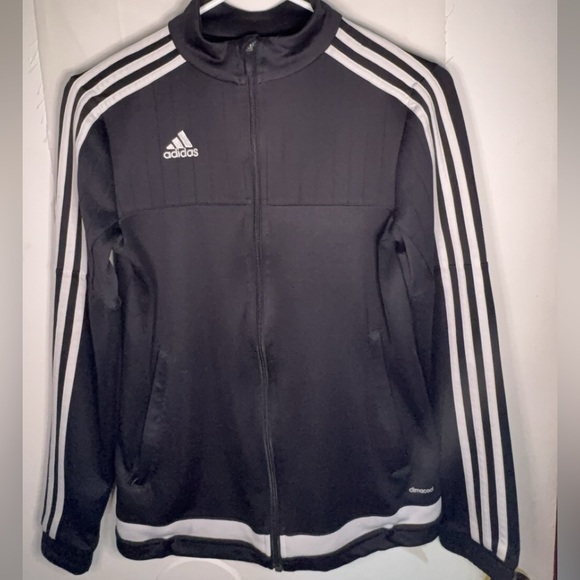 Adidas Black Track Jacket with White Stripes - Picture 2 of 5
